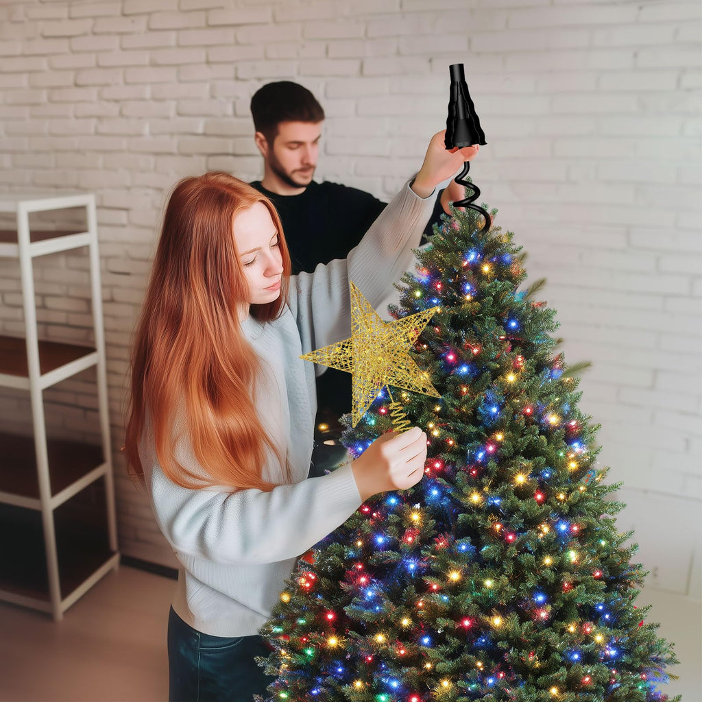 Christmas Tree Topper Holder - Twist On Universal Stabilizer with Adjustable Attachments. Secure Lock for Treetop Ornaments, Fits Most Basic Tree Types & Topper Bases (Black)