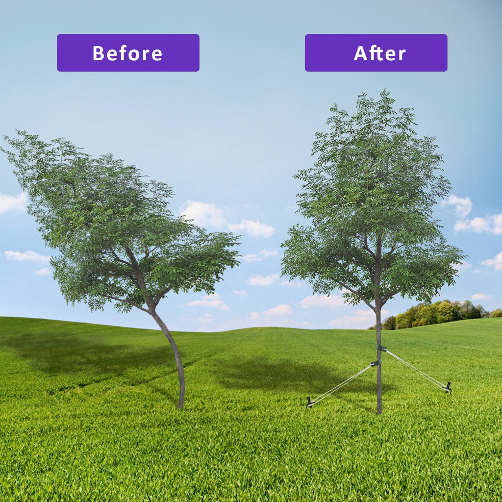 Tree Stake Kit, Heavy Duty Steel 11.8 Inch Steel Tree Stakes and Supports for Young Tree Anti Strong Wind, Leaning Tree Anchor Straightening Kit (4)