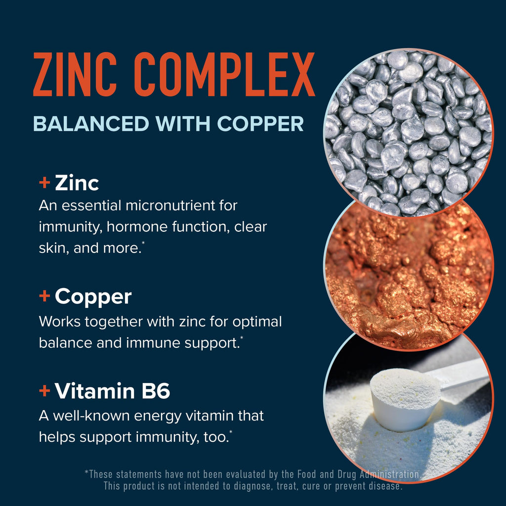 Zinc Supplement Microbeadlets with Copper for Immune Support | Highly Absorbable Zinc Bisglycinate & Orotate with 2mg Chelated Copper + Vitamin B6 | Vegan, Gluten-Free | 60 Capsules (2 Month Supply)