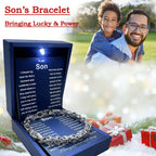 MGOOL To My Son Bracelet From Dad Son Gifts From Mom Graduation Birthday Christmas Father's Day Gifts Message Card���LED Gift Box (SB902 -Silver)
