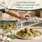 Le'raze Tall Glass Microwave Splatter Cover - Cool Touch Easy Grip Handle