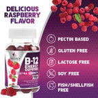 B12 Energy Gummies - 4500 mcg Per Serving Extra Strength Vitamin B12 Chewables - Dietary Supplement for Energy Metabolism & Immune Support - For Women, Men, & Kids - Natural, Berry Flavor - 120 Count