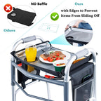 BAGSFY Walker Tray w/Side Pocket for Folding Walkers – Walker Accessory for Seniors with Cup Holder, Non-Slip Mat, and Easy Installation – Universal Fit Walker Table for Meals, Drinks, Reading