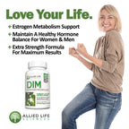 Allied Life Sciences DIM Supplement, 300 mg Diindolylmethane Plus Broccoli Seeds Extract Pills, Vegan Non-GMO, 60 Capsules | Made in The USA