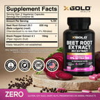 Beet Root Extract 20:1- Concentrated Beet Root Capsules Supplement w/Black Pepper - High Nitrates - Natural Nitric Oxide Booster - Highly Concentrated & Bioavailable - Made in USA -180 Caps
