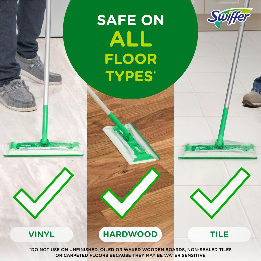 Swiffer Sweep + Mop, Wet Pads Refill, Floor Cleaner for Dirt, Dust, Hair, Cleaning Cloths for Mopping Home, Bathroom, Kitchen, All Purpose Multi-Surface Floor Wipes, Fresh and Gain, 36ct