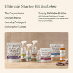 Branch Basics Ultimate Starter Kit: Natural All Purpose Cleaner, Glass, Bathroom, Foaming Hand Wash (4 Plastic Bottles + Concentrate + Oxygen Boost), Laundry Detergent, Plastic-Free Dishwasher Tablets