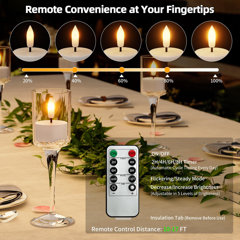 Rechargeable Flameless Tea Lights Candles with Charging Station Remote 6Pcs