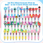 BESARME 48 Pack Multicolor Fun Pens, Halloween Goodie Bags Stuffer for Kids