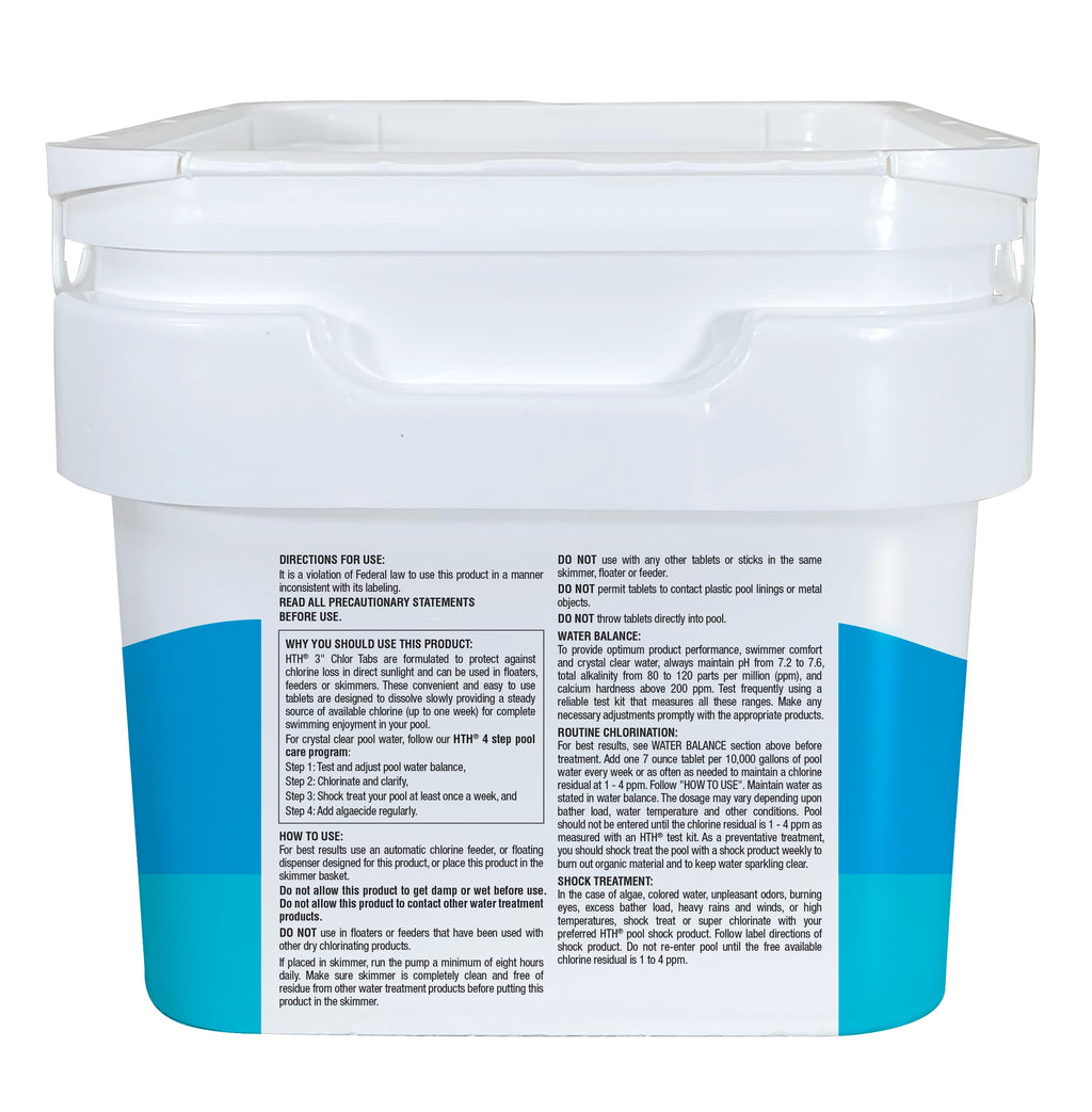 HTH 42064 Swimming Pool Care 3" Chlorine Shock Individually Wrapped Tablets, 5lb
