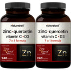 NatureBell Zinc Quercetin with Vitamin C & D3, 480 Capsules (2 Pack) | Quercetin 1,000mg + Zinc 50mg + Vitamin C 250mg + Vitamin D3 5,000 IU | 4-in-1 Advanced Immune & Lung Support | ZincVanta Formula