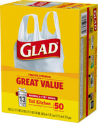 Glad Tall Handle-Tie Kitchen Trash Bags - 13 Gallon - 50 Count - 4 Pack (Packaging May Vary)