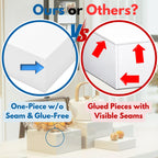 BreeziiDesign 8” Buffet Risers with Mini Signs, Buffet Table Risers and Stands, Acrylic Cube Display Box for Catering Party Table Food Display, Dessert, Cakes - White, Set of 4 Boxes (4 Pack)
