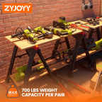 ZYJOYY Saw Horses 2 Pack, Folding Plastic Sawhorse, 700 LBS/Pair Capacity, 2.3" Folded for Easy Carry & Storage