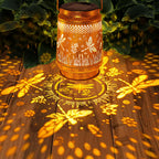 2 Pack Solar Lanterns Outdoor Waterproof Dragonfly Garden Decor, Birthday Gifts for Women Mom Grandma, Hanging Solar Lights Metal LED Decoration with Shepherd Hook Outside for Yard Patio Lawn Porch