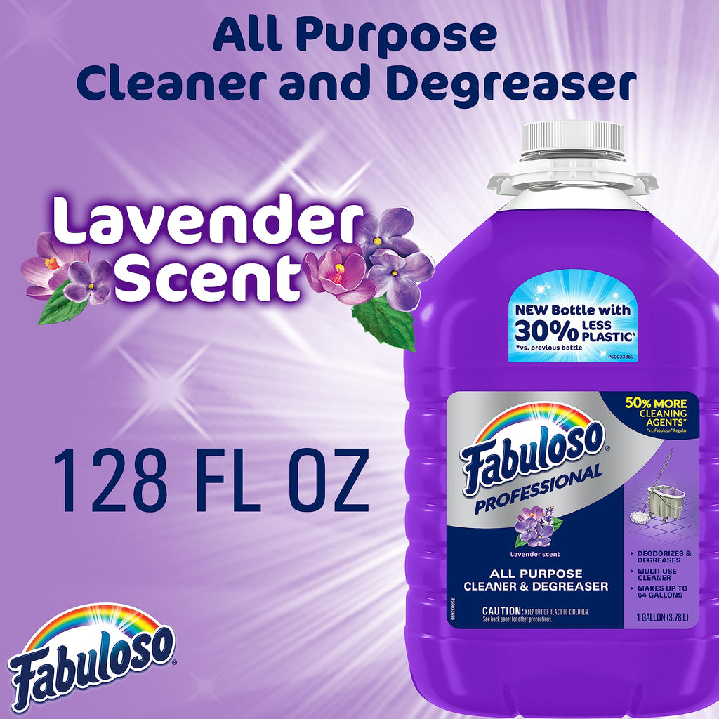 Fabuloso Professional All Purpose Cleaner & Degreaser - Lavender, 1 Gallon (Pack of 2)