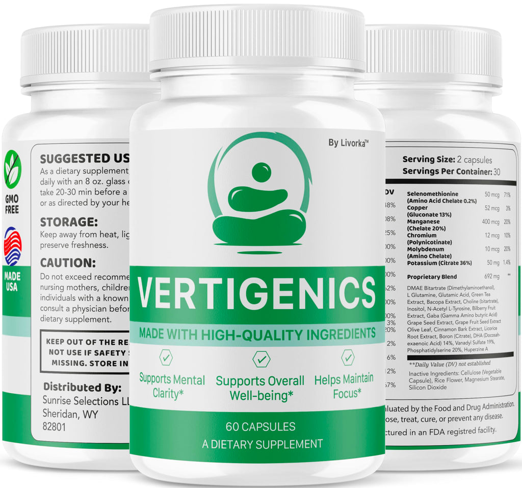 LIVORKA (3 Pack) Vertigenics Supplement Capsules, 180 Capsules for 3 Months