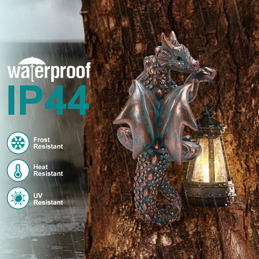 Goodeco Dragon Tree Hugger with Solar Lantern Garden Statue