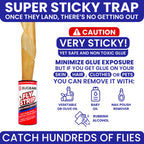 Fly Strips Indoor Sticky Hanging 48pk with Pins. Non Toxic Outdoor Fly Trap Indoor for Home. Flies Tape Paper Trap Ribbon Roll for House Gnat Fruit and Housefly. Bug Catchers for Inside Home Flypaper.