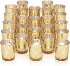 DARJEN 24 Pcs Gold Tea Lights Candles Holders for Wedding Centerpieces