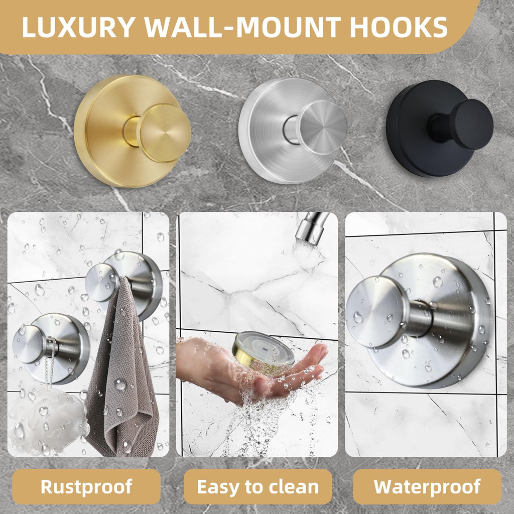 AuraHaven Suction Cup Shower Hooks for Inside Shower – 15 LB Heavy-Duty No-Drill Towel Hooks, Removable & Reusable for Towels, Robes & Loofah, Waterproof for Glass & Tile(4 Black)