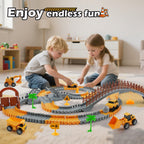 TGJH Construction Race Car Track Set for Kids - Flexible Engineering Toys with 2 Electric Cars, Birthday Gift for 3 4 5 6 7 Year Old Boys, DIY Road Games Playset with 220+ PCS