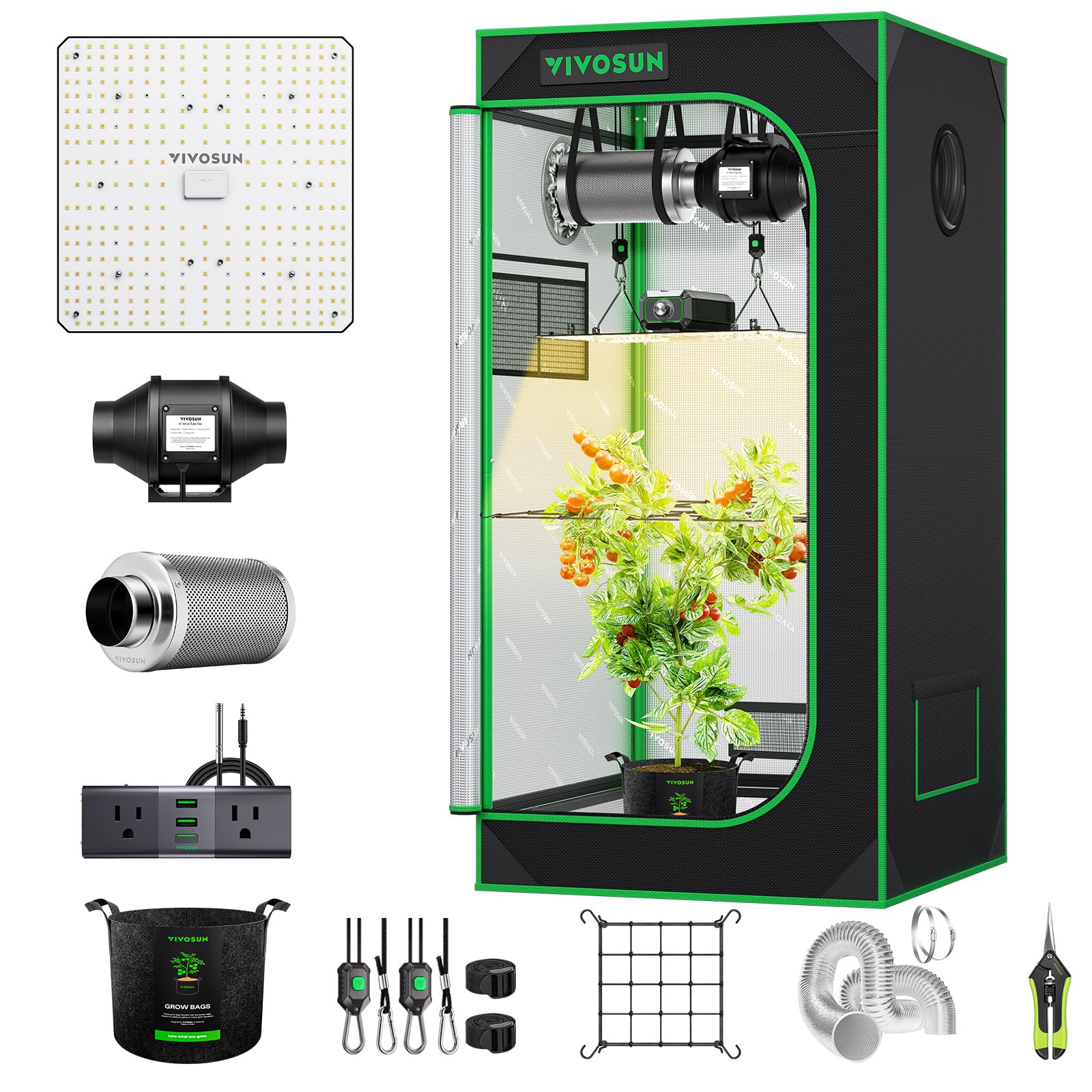 VIVOSUN 2x2ft Grow Tent Kit with 100W Full Spectrum LED Grow Light