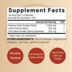 NatureBell Psyllium Husk Fiber Supplement, 1,500mg Per Serving, 360 Capsules | with Inulin & Chia Seed | Organic Soluble Fiber for Digestive & Gut Health | Plant-Based, Non-GMO, Gluten-Free