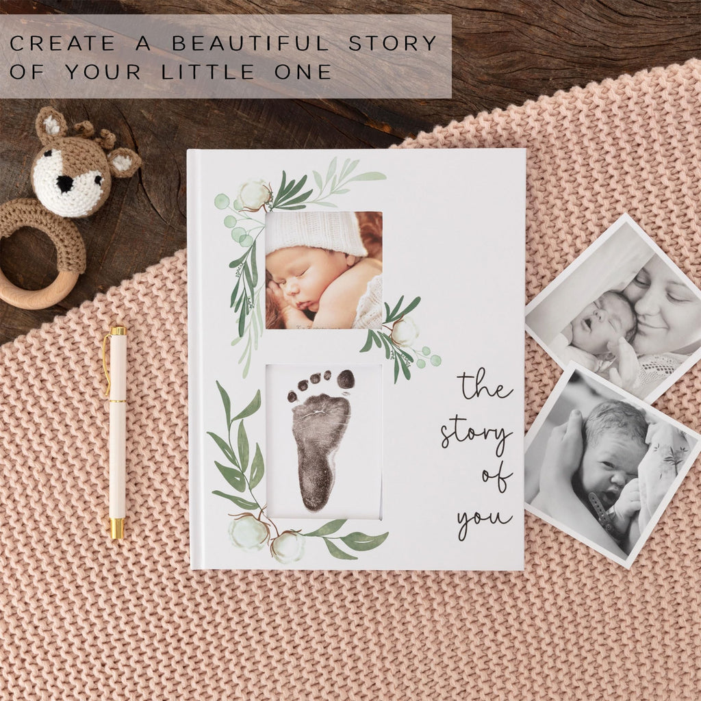 Baby Book Keepsake - Simple Baby Milestone Book for Boy or Girl - Baby Journal & Pregnancy Memory Book - Monthly Milestone Record Baby Books for Baby Shower - Modern Gender Neutral Style Gift for Moms