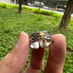 JWM Vintage Adjustable Open Ring Silver Plated Brass Sun Ring