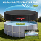 8 Ft Round Pool Cover, Solar Covers for Above Ground Pools, Stock Tank Pool Protector with Tightening Ratchet, Swimming Pool Cover Ideal for Waterproof and Dustproof