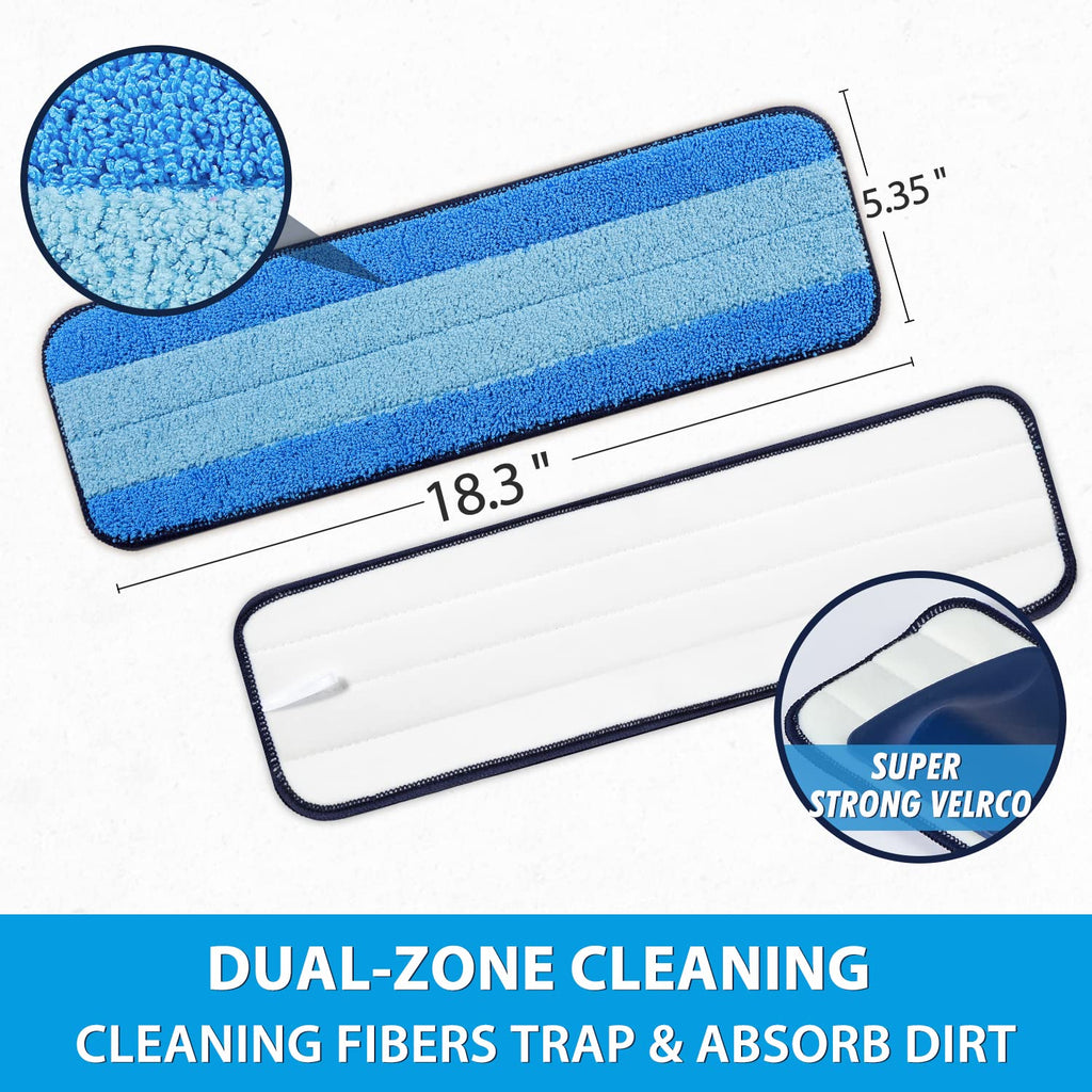 MR. SCRUB 6 Pack Microfiber Cleaning Pads for Bona Mop, Safe for Hardwood and Hard-Surface Floors, Reusable Microfiber Mop Pads for 18 Inch Mop, No Residue, Super-Absorbent, Over 500 Machine Washes