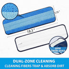 MR. SCRUB 6 Pack Microfiber Cleaning Pads for Bona Mop, Safe for Hardwood and Hard-Surface Floors, Reusable Microfiber Mop Pads for 18 Inch Mop, No Residue, Super-Absorbent, Over 500 Machine Washes