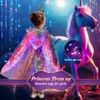Fedio Princess Dress Up for Girls, Unicorn Light Up Princess Cape Set
