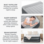 SLEEPLUX Durable Inflatable Air Mattress with Built-in Pump, Pillow and USB Charger, 22" Tall Queen