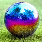 yarlung 10 Pack Stainless Steel Rainbow Gazing Balls, 50-150 mm Garden Mirror Globe Floating Sphere, Polished Hollow Ball Reflective Ornament for Home Yard Outdoor Lawn Decoration