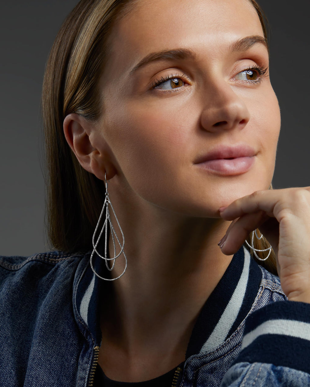Milla Silver Dangle Earrings for Women, Sparkling Triple Teardrop
