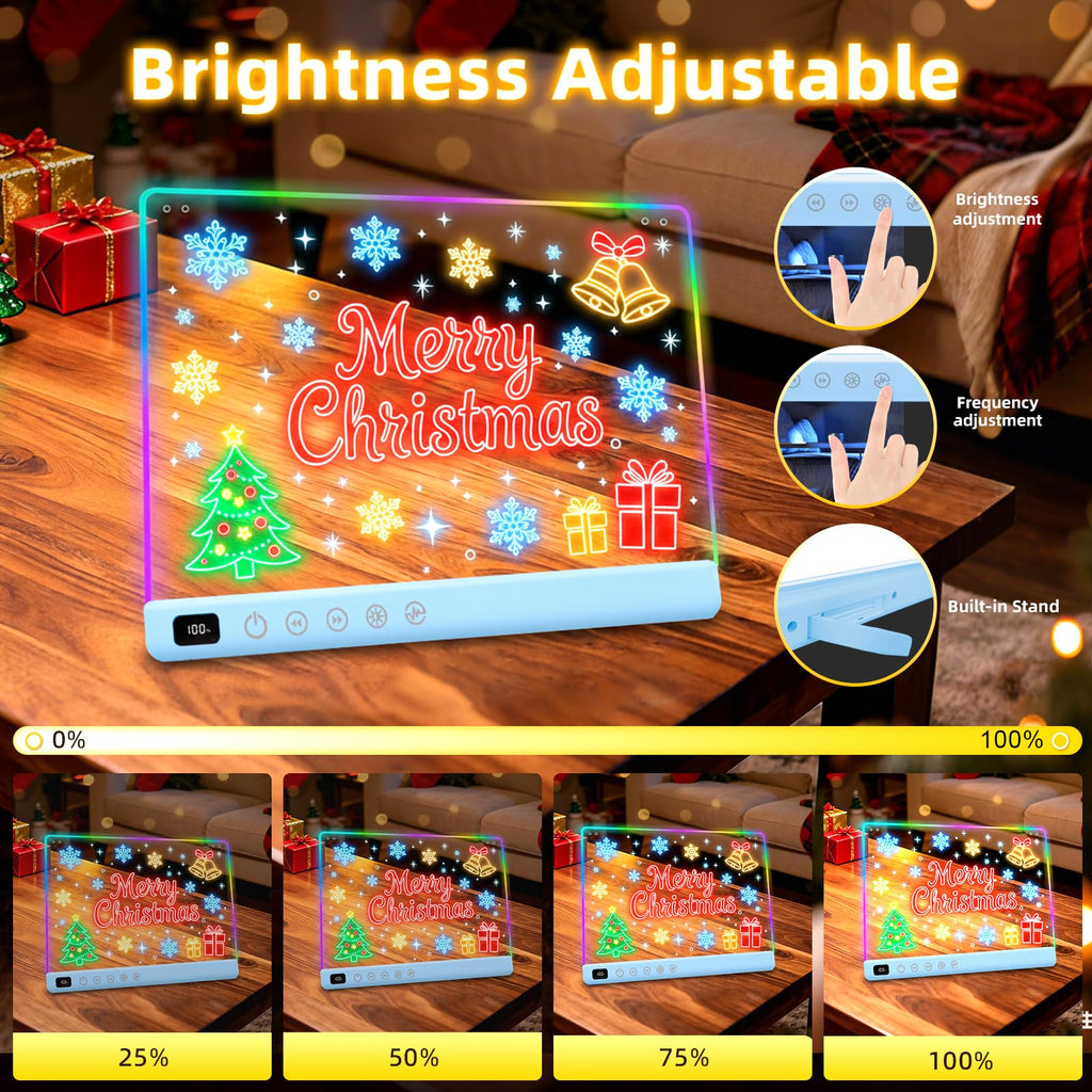 Lumiboard Led Drawing Board with 13 Light Effects, 16" Rechargeable Glow Doodle LED Note Board with Colors, Neon Light Up Drawing Tablet Gifts for Kids for Easter Birthday Christmas Gift Ideas