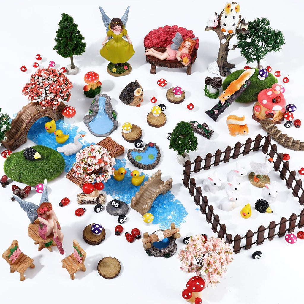 HIYZI 109 Pcs Fairy Garden Accessories Miniature Fairy Figurines Kit