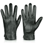 Alepo Genuine Sheepskin Leather Gloves For Men, Winter Warm Touchscreen Texting Cashmere Lined Driving Motorcycle Gloves (Army-S)