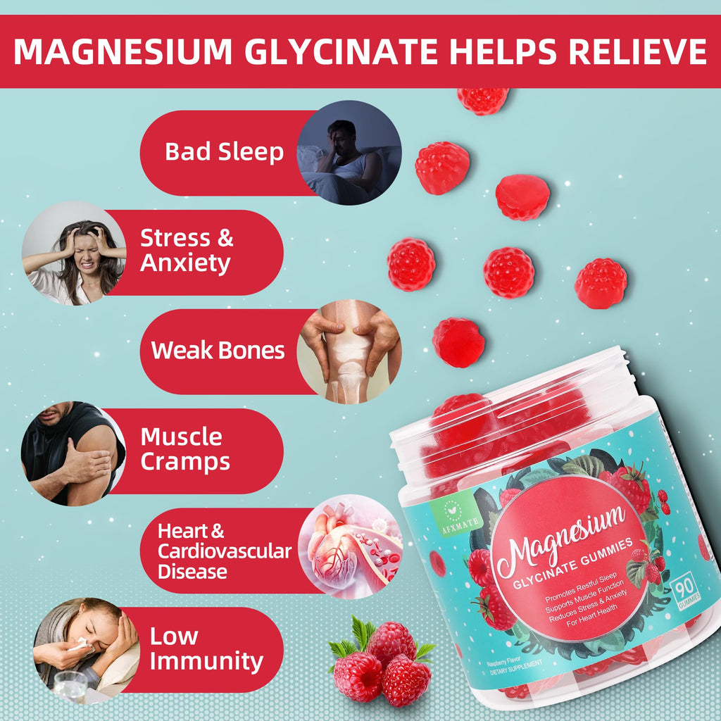 90 Count Magnesium Glycinate Gummies 400 mg - Sugar Free Magnesium Supplement for Adults with Glycinate & Malate, L-Theanine, Ashwagandha, Zinc, Vitamin B6 & D3, Supports Relaxation & Sleep