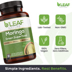 B'LEAF NATURE Organic Moringa Capsules 1000mg, 90 Count – Moringa Capsules with Organic Oleifera Powder for Immune Support, Energy & Balance – Vegan, Non-GMO Supplements for Daily Wellness