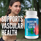 Blood Flow Cardio Slim Tea - Advanced Pressure Support Full Body Detox Cleanse for Women - Increase Blood Flow & Circulation to Reduce Pressure & Increase Lymph Detoxification Flow - Gut Detox
