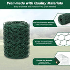 ROADPLUM 4 × 236 in Floral Wire Netting, Green Chicken Wire for Floral Arrangements, Galvanized Coated Chicken Mesh Netting with Plier & Plant Ties for Floral Supplies | Garden Fencing | DIY Craft