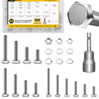 Mywish 660PCS M5 M6 M8 Bolt Screw Set, Metric Bolt Assortment, 304 Stainless Steel, Nut and Bolt Set Flat & Spring Washers, Assorted Hex Head Bolts and Nuts Kit, Fully Thread