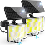 AUDERWIN 294 LED Split Solar Motion Sensor Outdoor Lights, 2600Lm Solar Flood Lights, IP67 Waterproof Outside Solar Powered Security Spot Lights for Porch Patio Yard Garage Fence Garden, 2 Pack Black