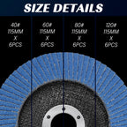 Pukamam 24 Pack of Flap Discs 4 1/2 for Angle Grinder Grit 40 60 80 120 Type 29 Zirconia Grinding Wheel for Wood Metal Sanding
