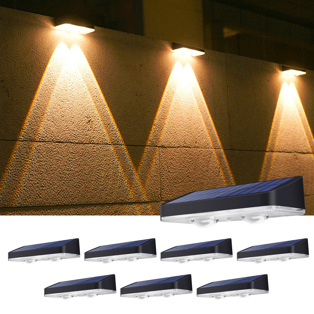 XmnSoly Solar Fence Lights 8 Pack Bright LED Lens Downlights Waterproof 3000K/4000K/6000K 3 Modes Dusk to Dawn Deck Lighting Solar Powered for Step, Porch