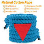 HOKINETY Tug of War Rope for Kids & Adults - 65ft Soft Cotton Outdoor Pulling Rope with Flag for Team Building Activities Field Day Family Reunions Birthday Parties Camping Games - Blue
