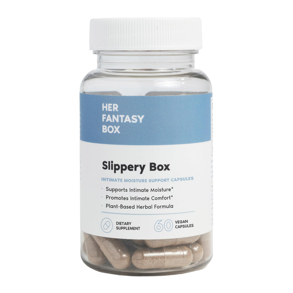 Her Fantasy Box | Slippery Box | Fast-Acting Slippery Elm Capsules for Feminine Wellness & Intimate Moisture Support – 60 Vegan Capsules